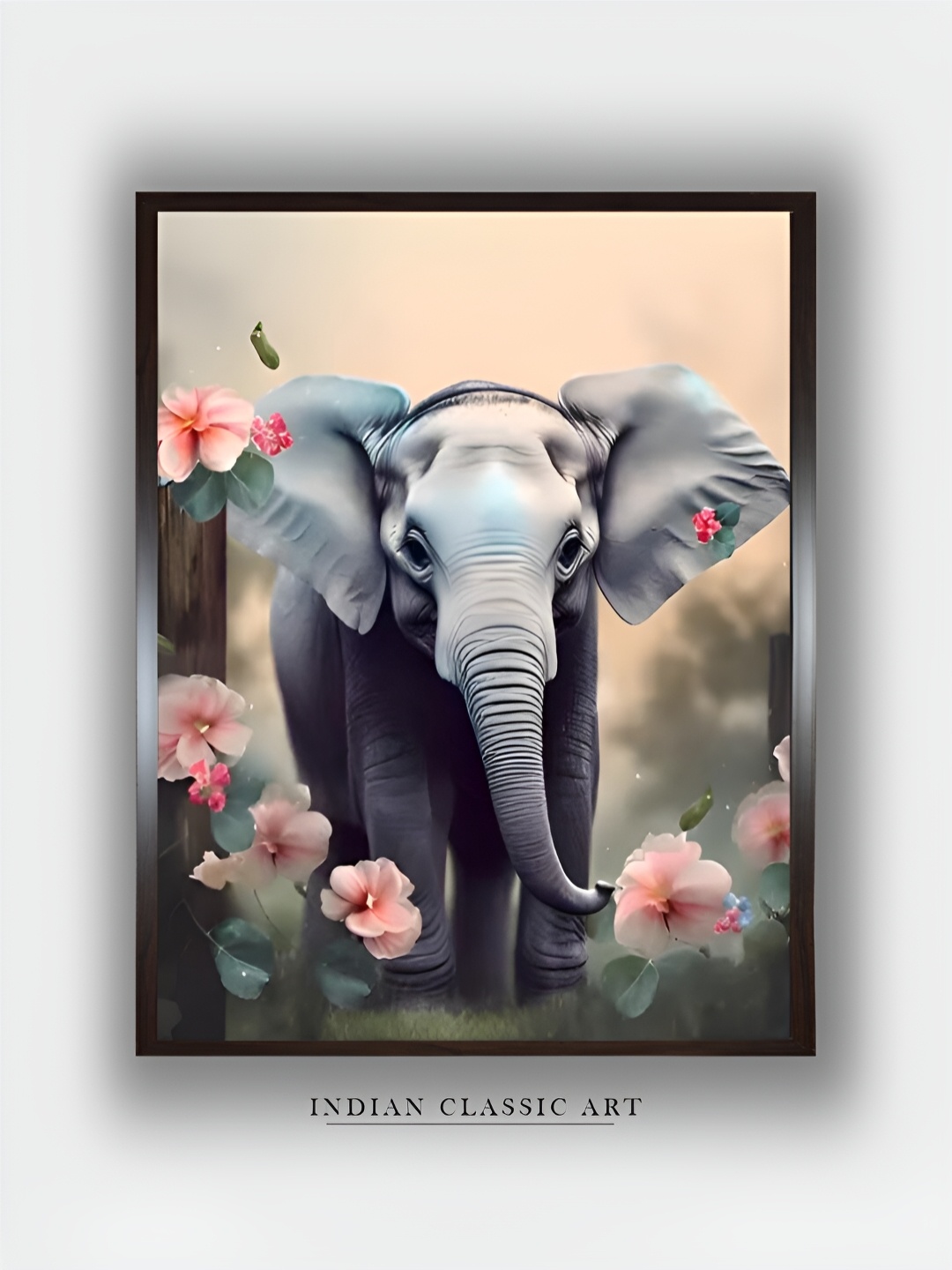 

INDIAN CLASSIC ART Grey Elephant Canvas Painting Wall Art