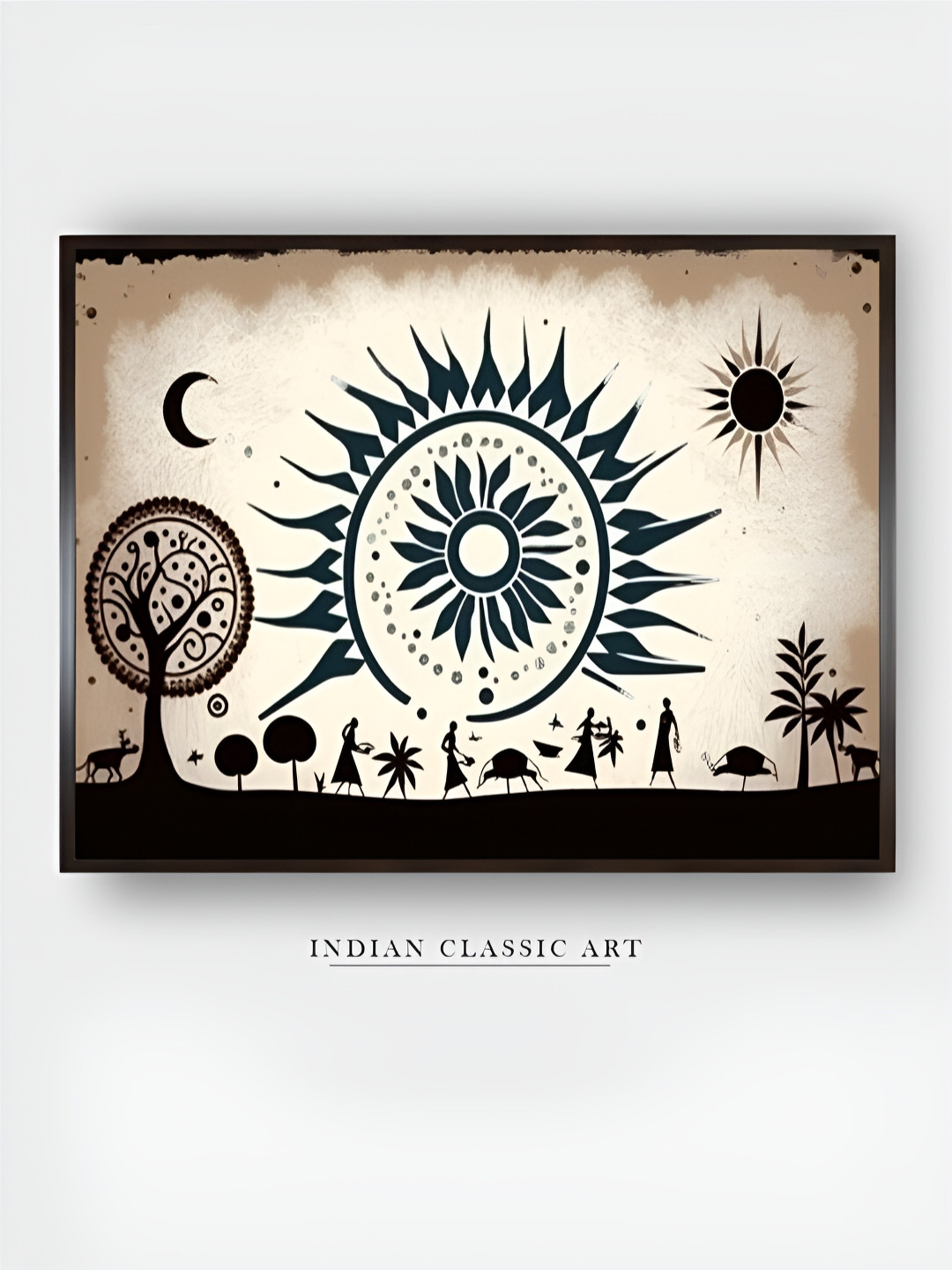 

INDIAN CLASSIC ART White & Brown Canvas Wall Paintings