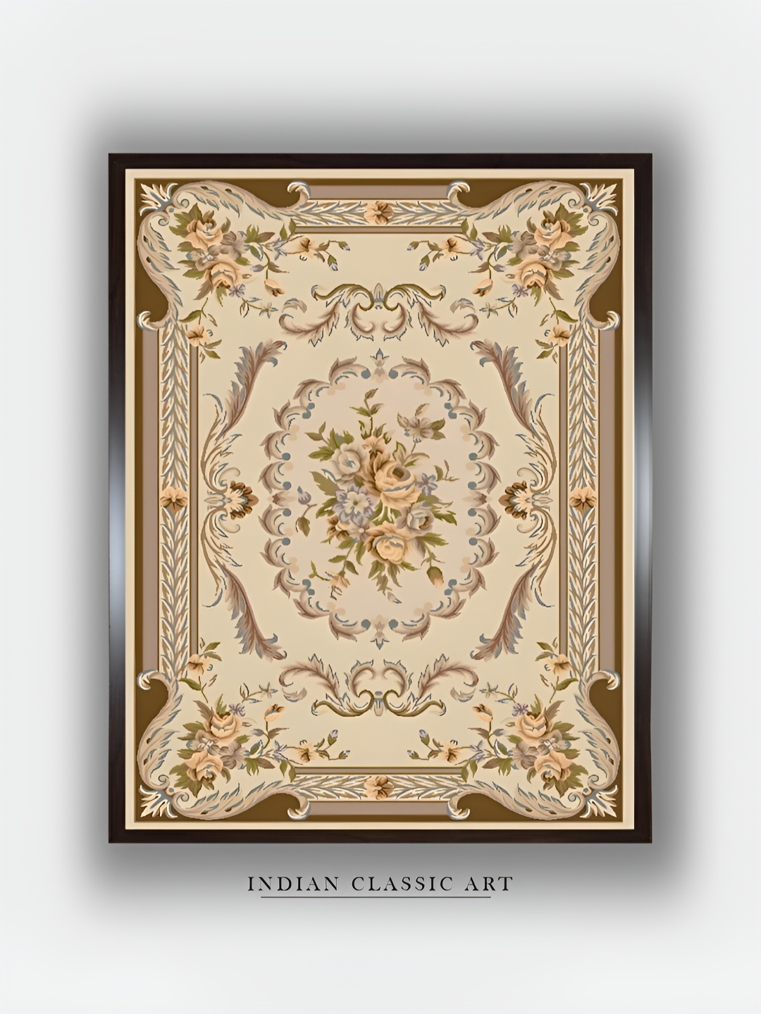 

INDIAN CLASSIC ART Cream & Brown Canvas Floral and Botanical Wall Art