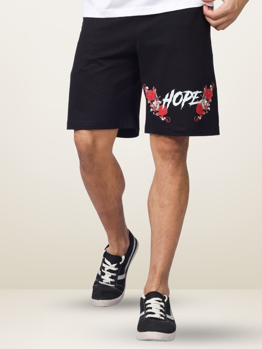 

WEARDUDS Men Typography Printed Pure Cotton Shorts, Black