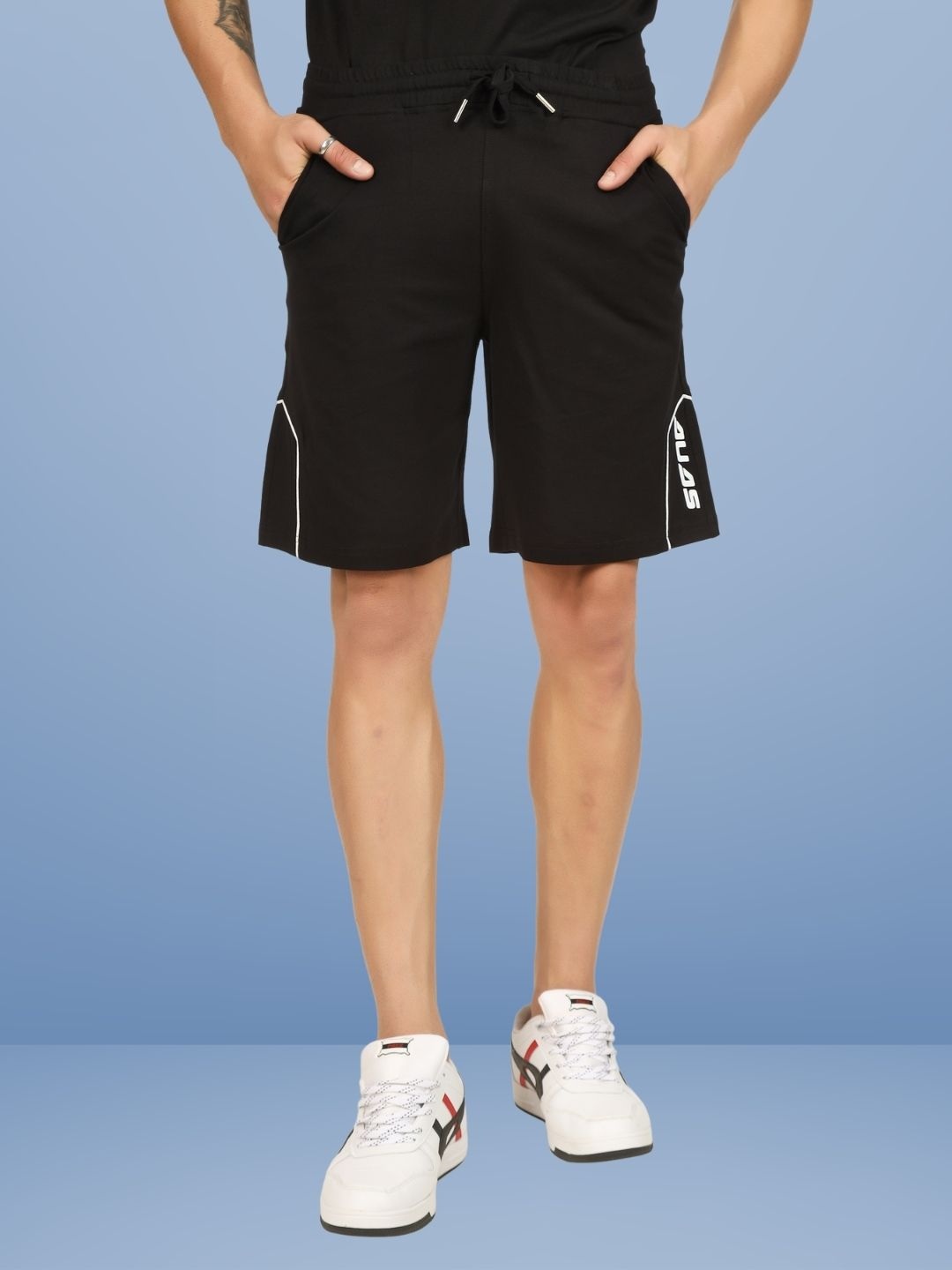 

WEARDUDS Men Mid Rise Pure Cotton Sports Shorts, Black