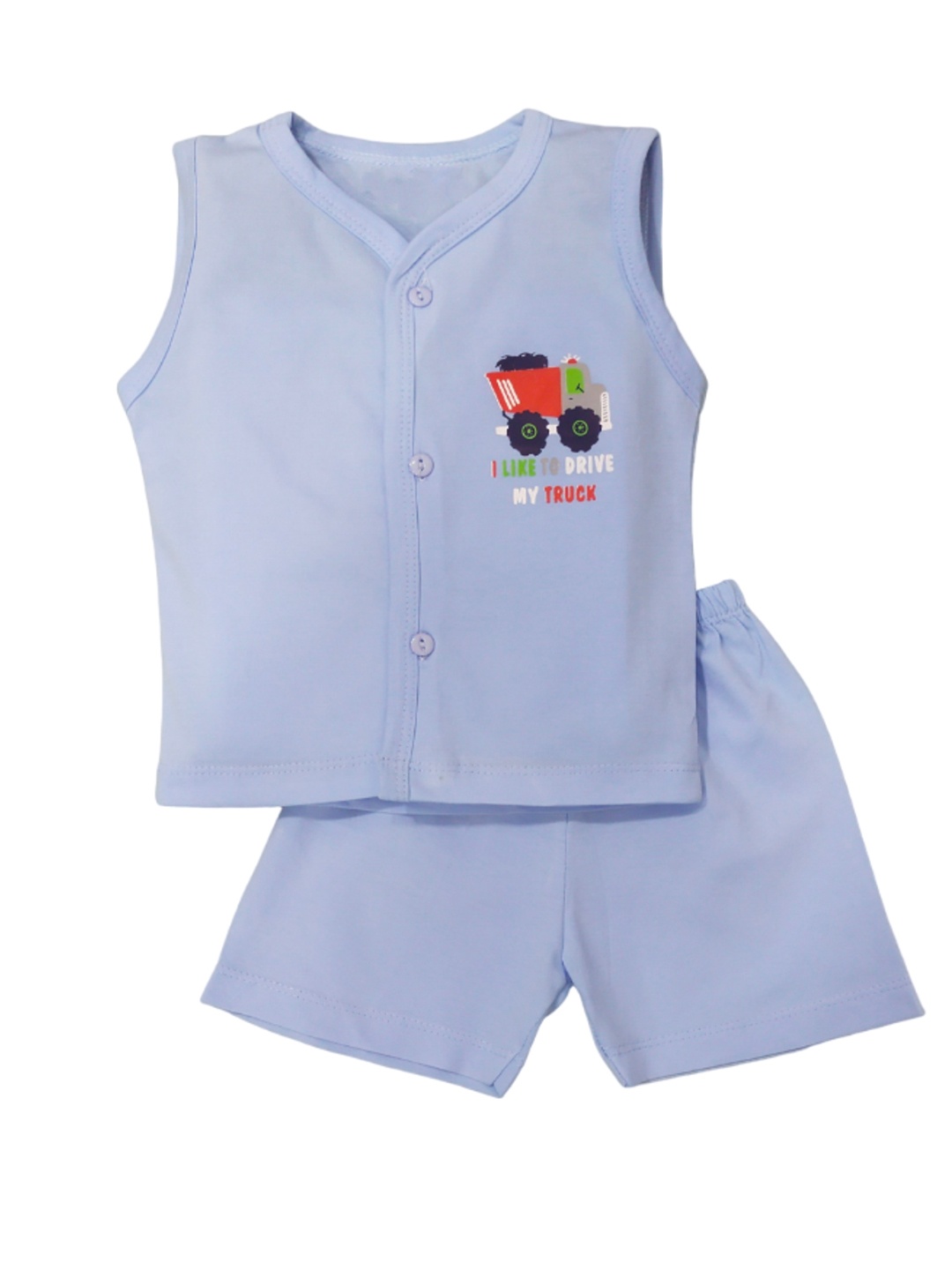 

BAESD Infants Printed Sleeveless Pure Cotton Shirt with Shorts, Blue