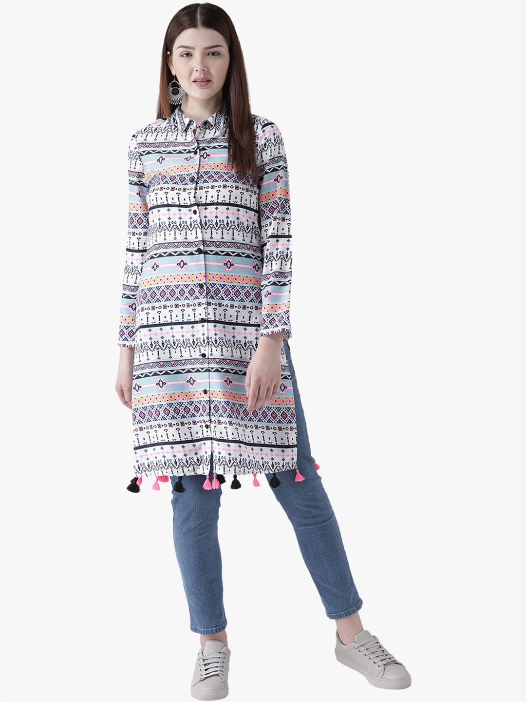 

DODO & MOA Ethnic Motifs Printed Straight Kurta, Blue