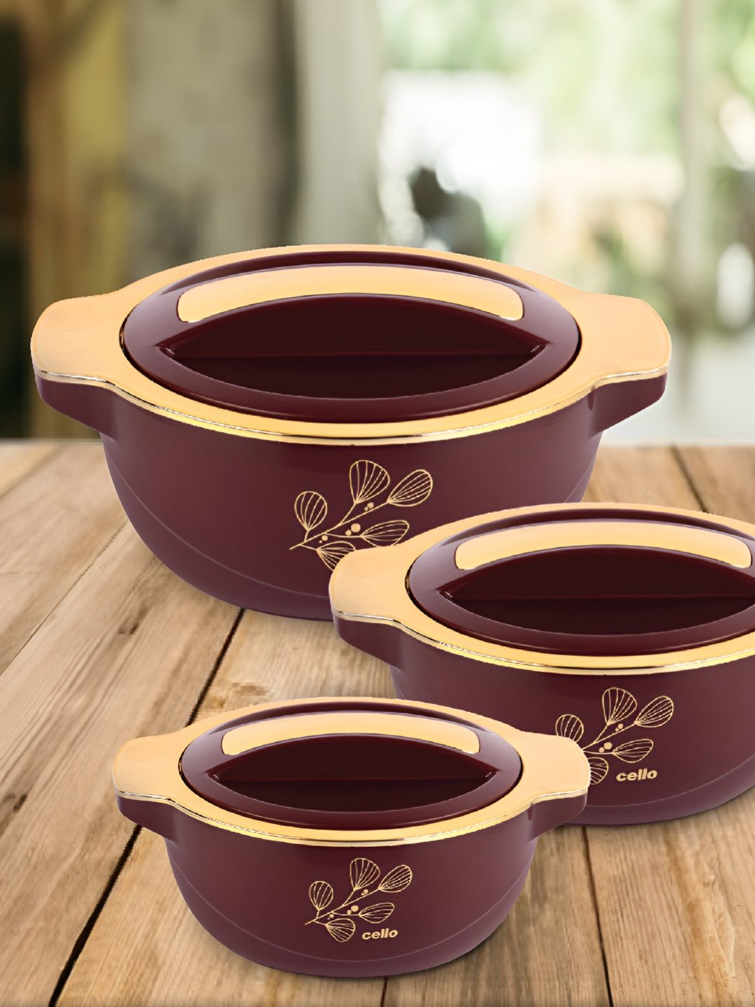 

Cello Burgundy Cream 3 Pieces Stainless Steel Insulated Serving Casserole