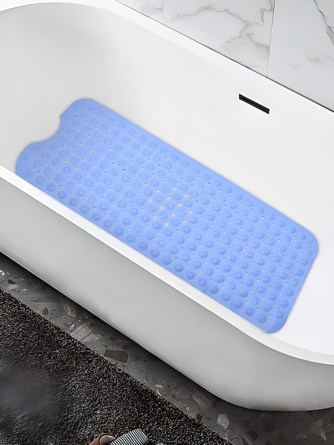 

YELONA Blue Textured 350 GSM Anti-Skid Bath Rugs