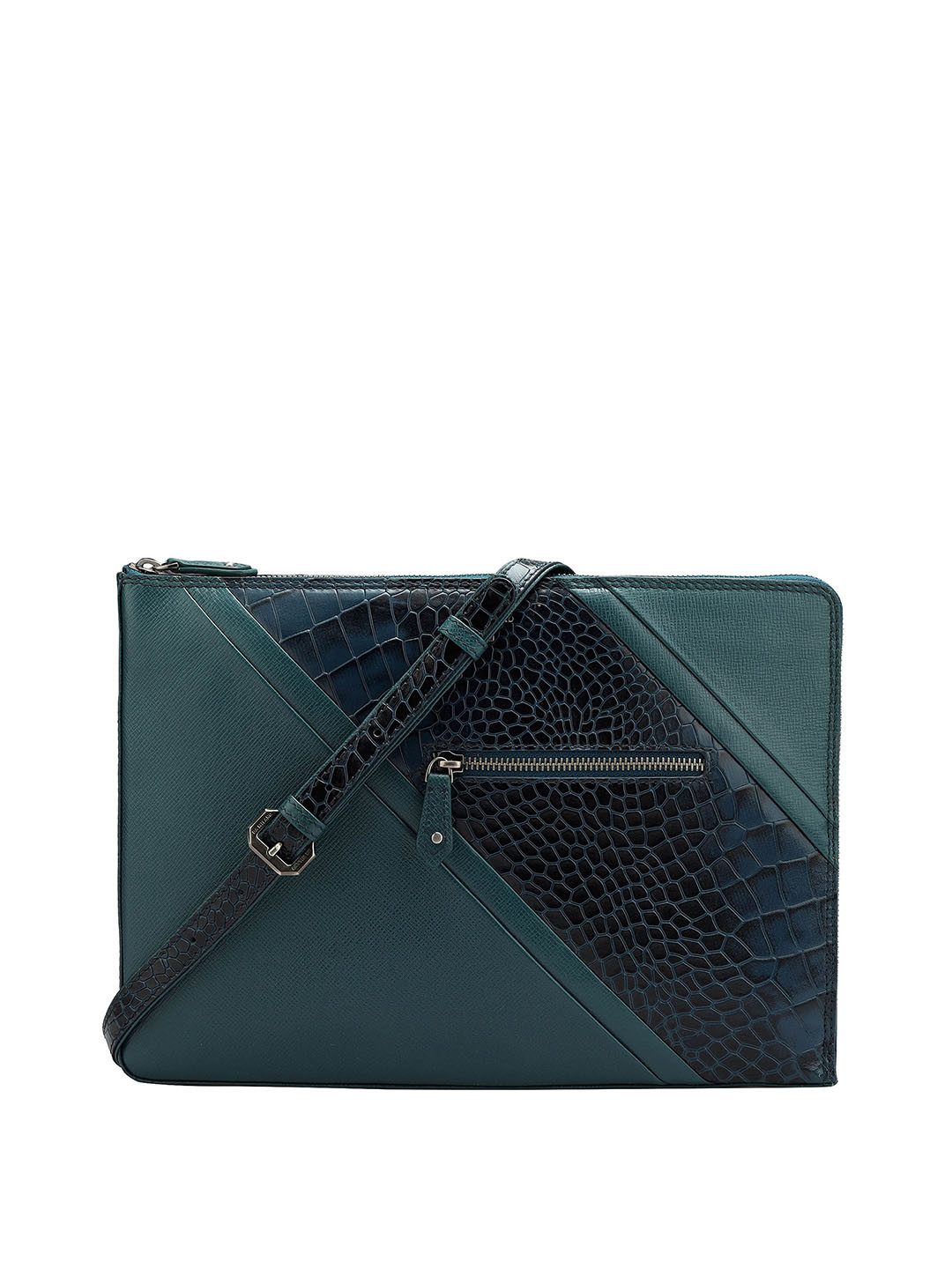 

Da Milano Unisex Textured Leather Tablet Sleeve, Teal