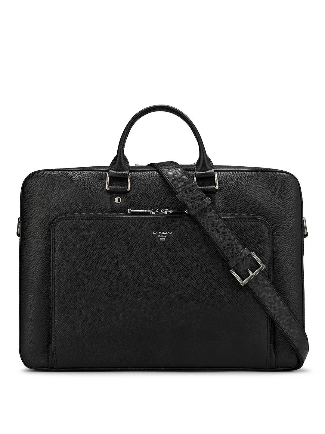 

Da Milano Unisex Leather Laptop Bag, Black