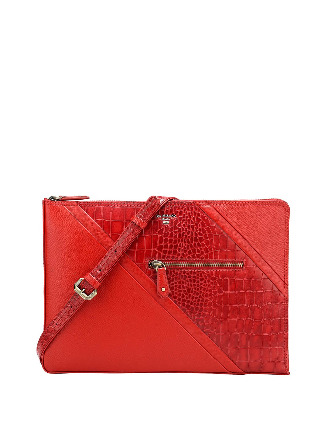 

Da Milano Unisex Textured Leather Laptop Bag, Red