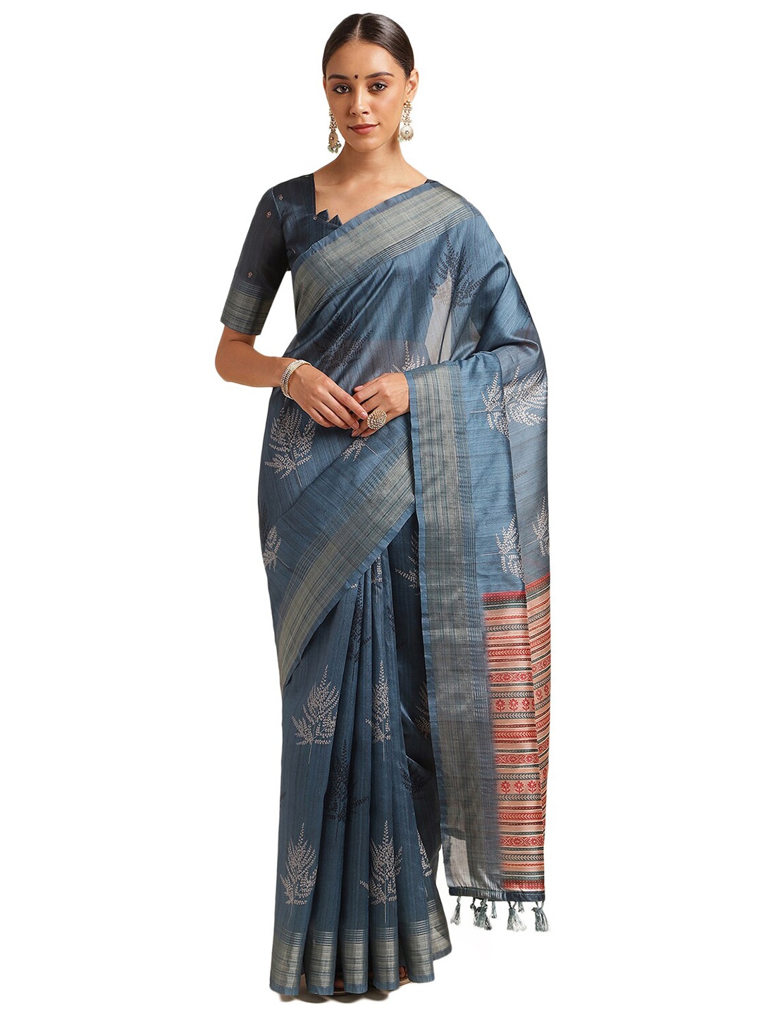 

DOI MOI Ethnic Motifs Zari Banarasi Saree, Blue