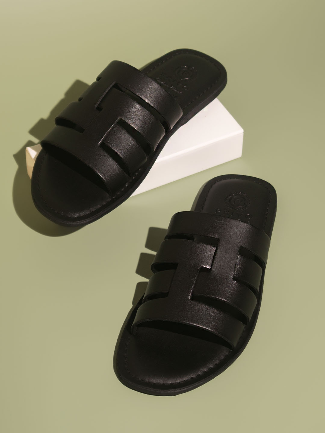 

PRIVO by Inc.5 Textured Leather Comfort Sandals, Black