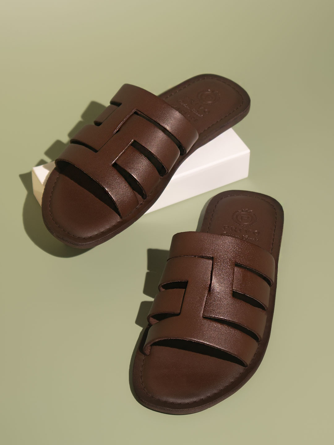 

PRIVO by Inc.5 Textured Leather Comfort Sandals, Brown