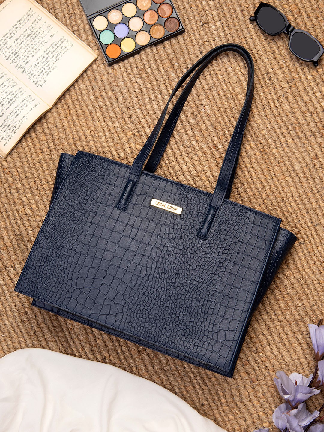 

LEGAL BRIBE Textured Structured Handheld Bag, Blue
