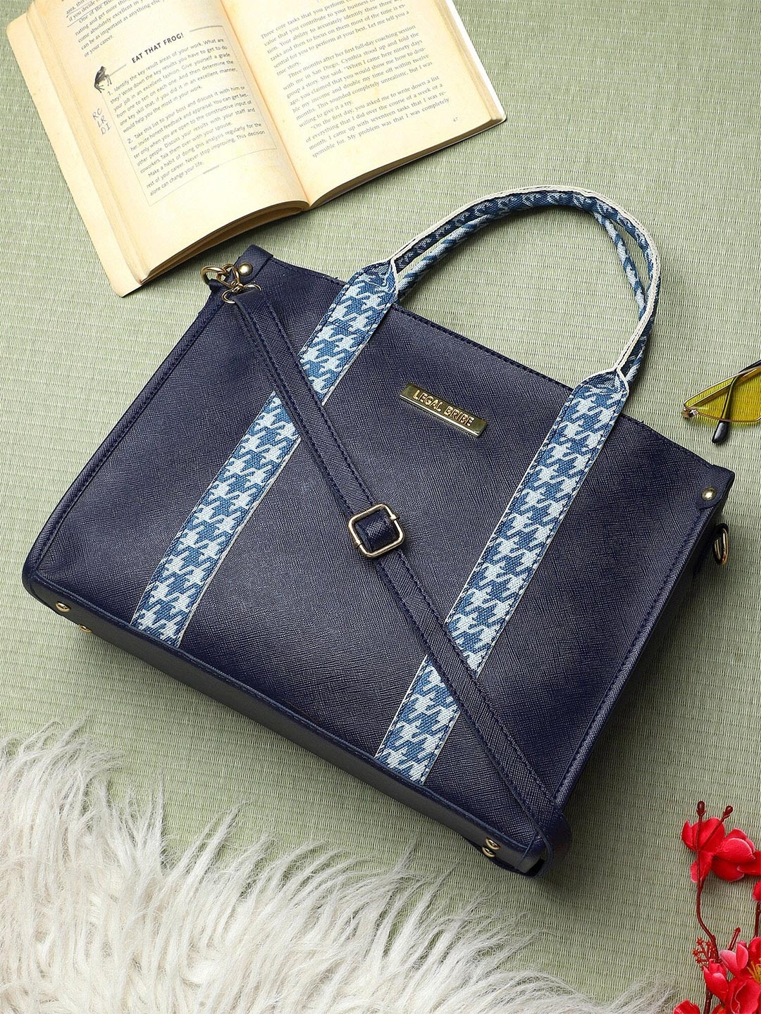 

LEGAL BRIBE Oversized Structured Handheld Bag, Blue