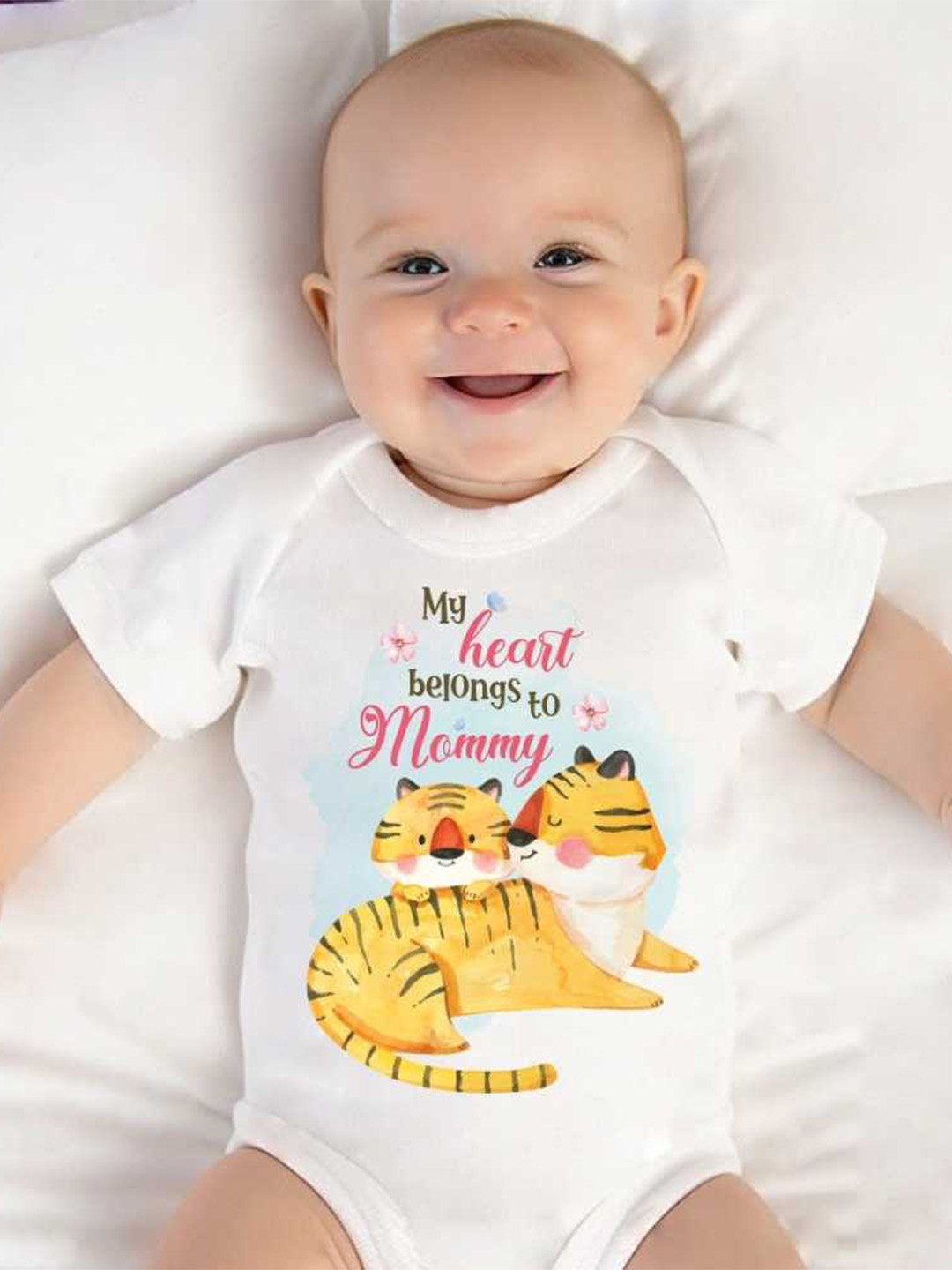 

KNITROOT Infants Kids Typography Printed Bodysuit, White