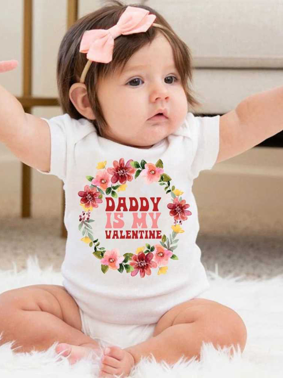 

KNITROOT Infants Daddy Is My Valentine Printed Bodysuit, White