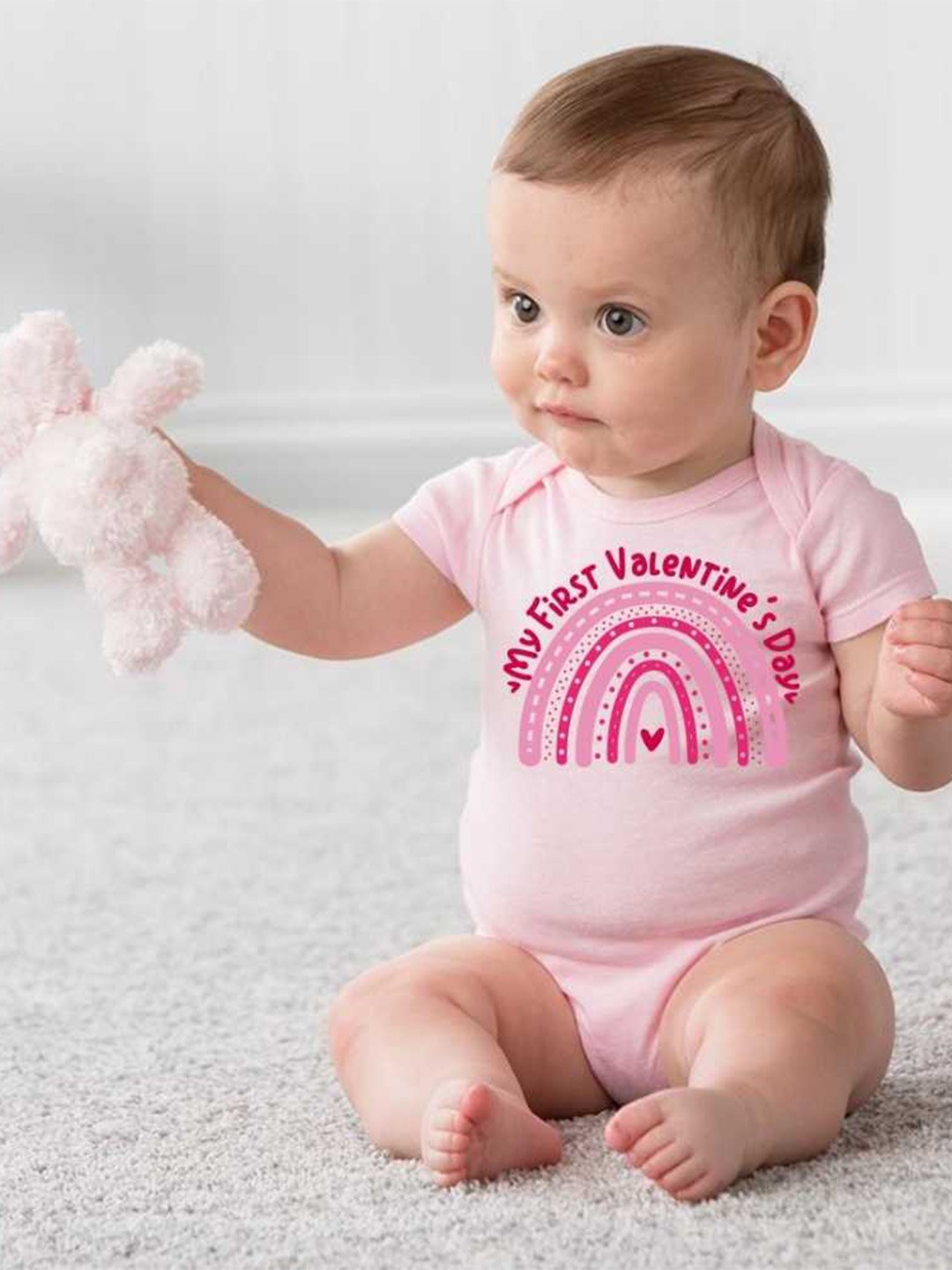 

KNITROOT Infants Kids Typography Printed Bodysuit, Pink