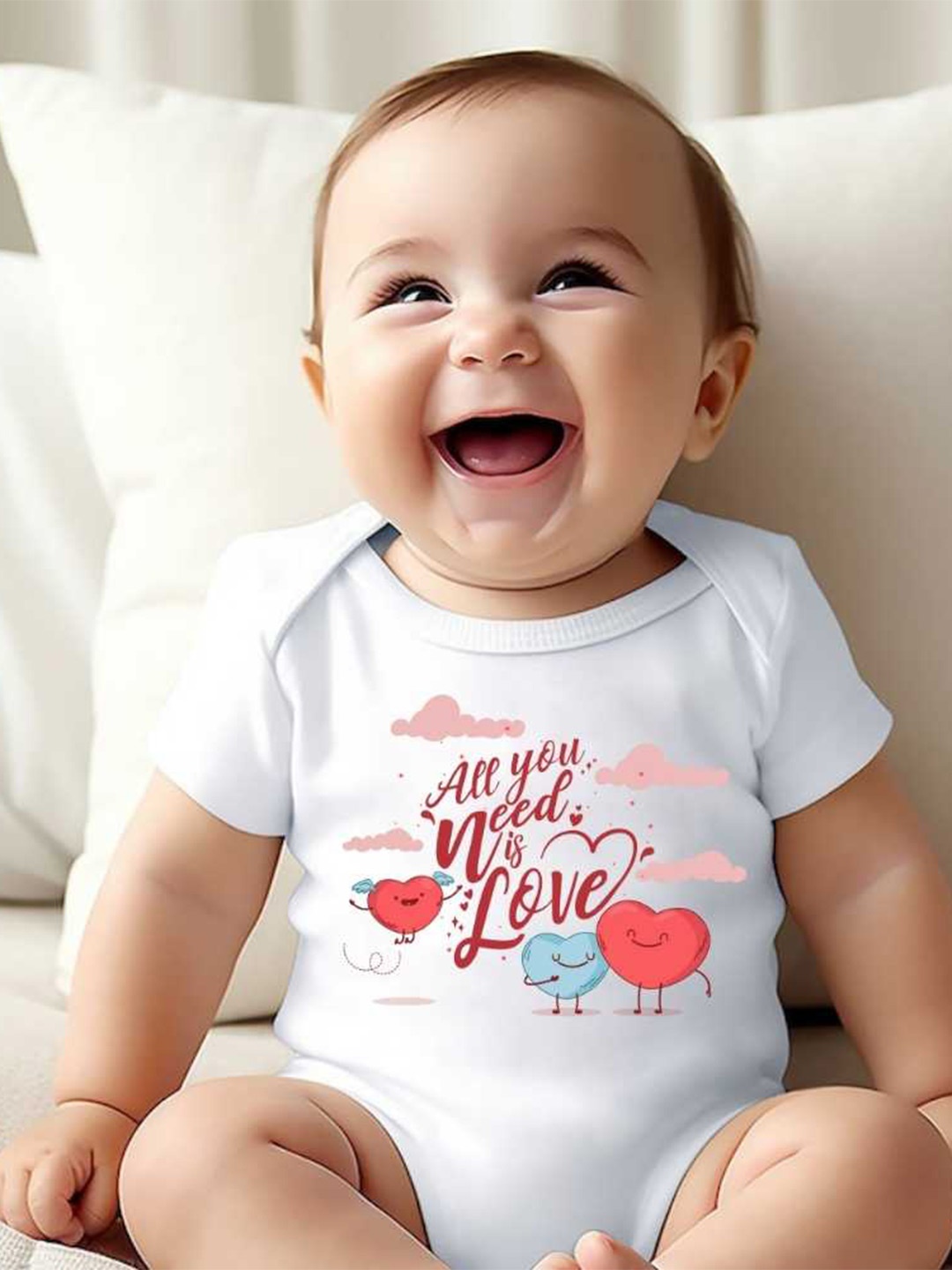 

KNITROOT Infants Typography Printed Bodysuit, White