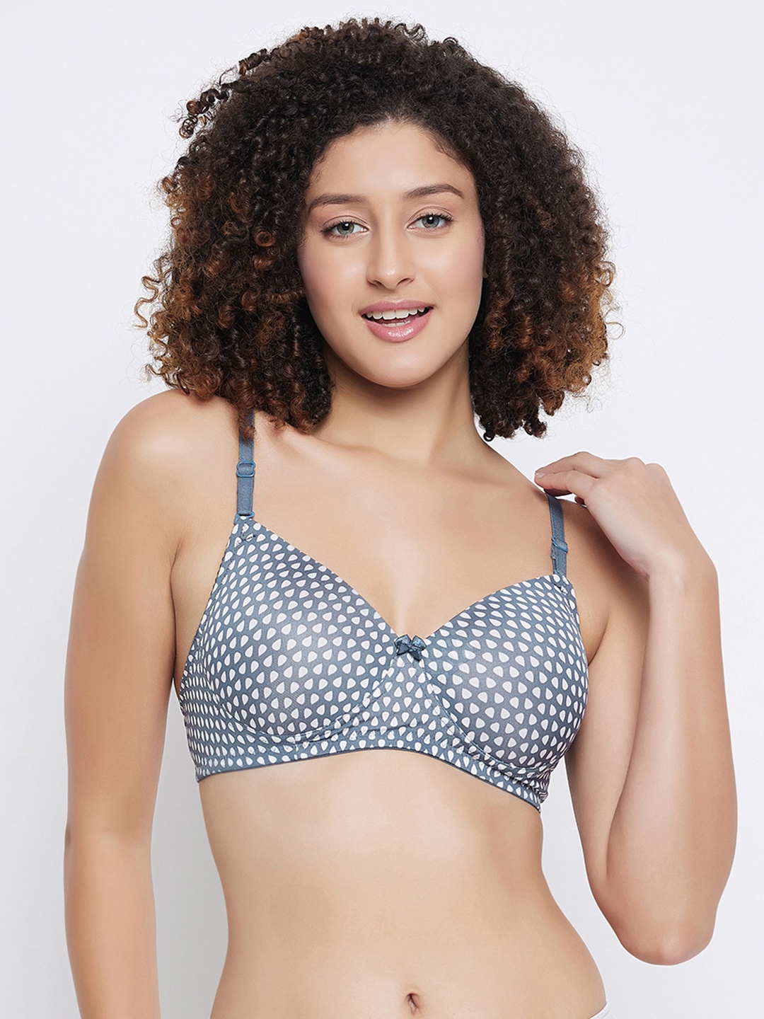 

Clovia Geometric T-shirt Bra - Full Coverage Lightly Padded, Grey