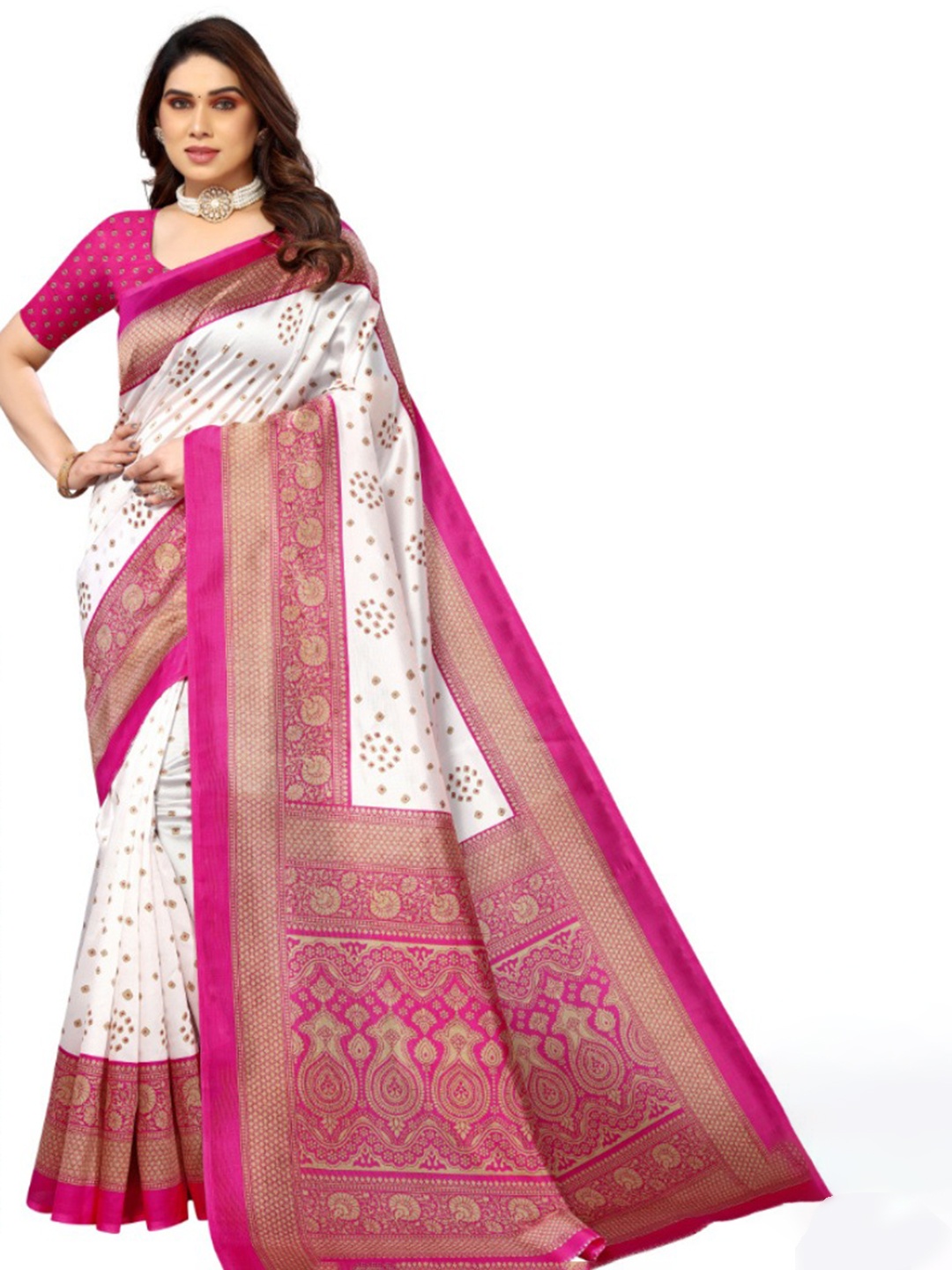 

KALINI Selection Of 2 Ethnic Motifs Printed Saree, White