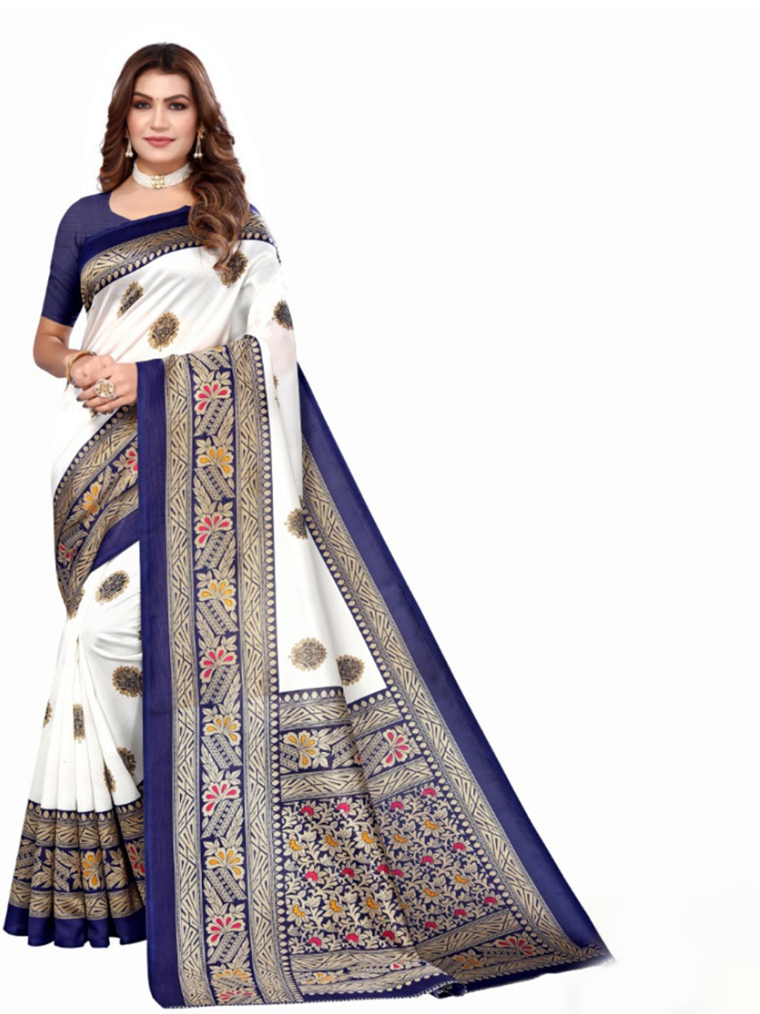 

KALINI Selection Of 2 Floral Printed Saree, White