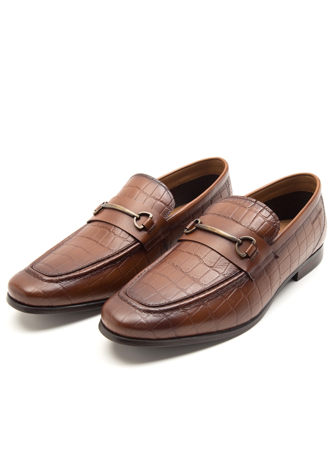 

THOMAS CRICK Men Textured Formal Loafers, Tan