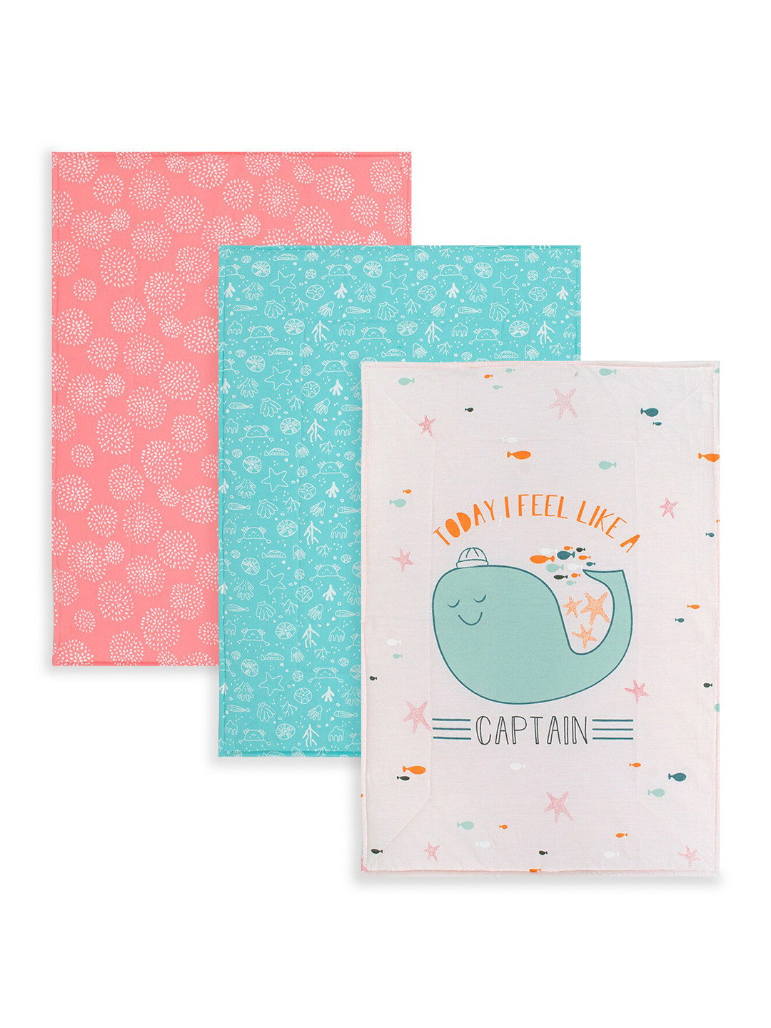 

TIDY SLEEP Pack Of 3 Printed Cotton Diaper Changing Mats, Multi