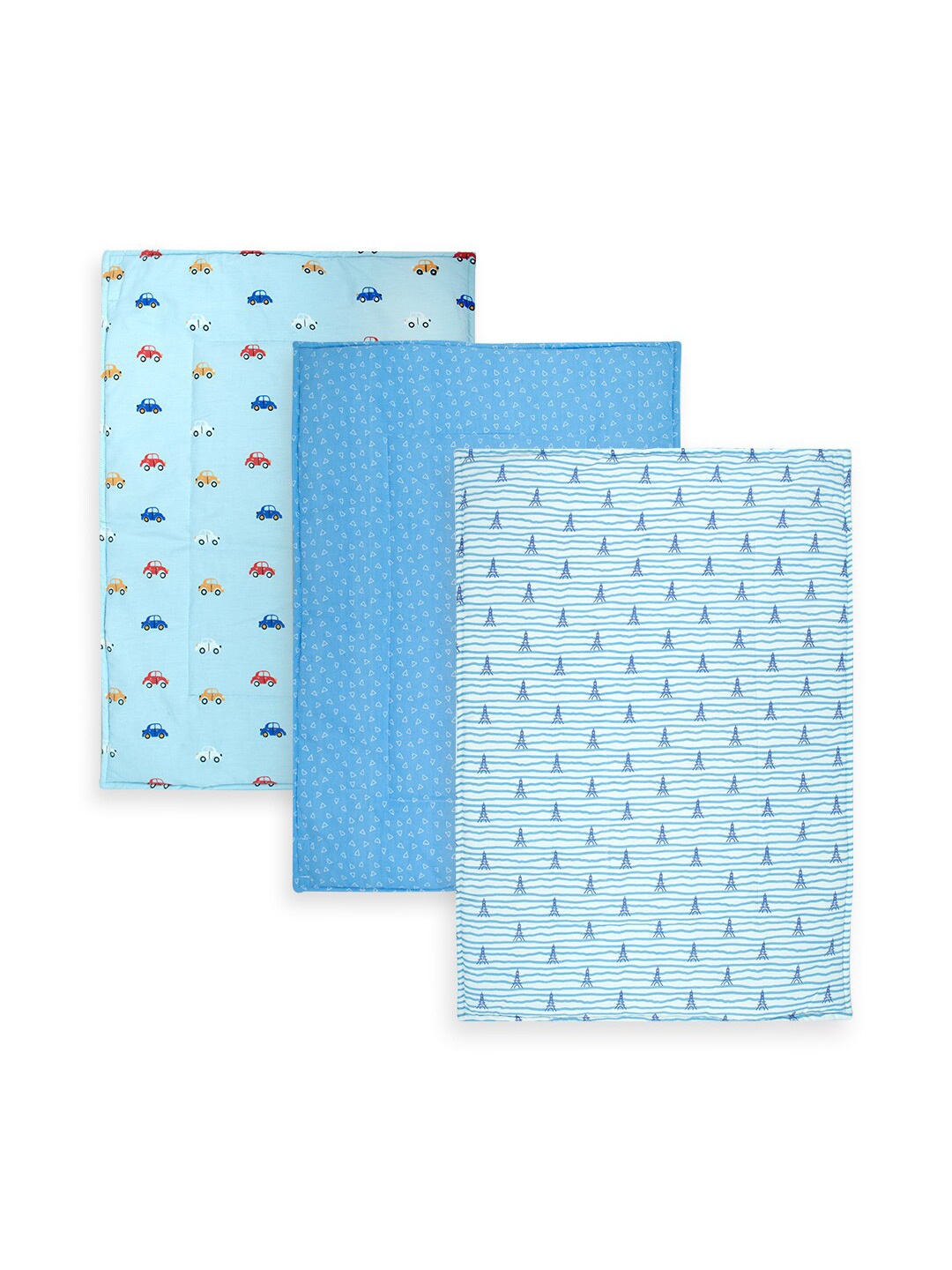 

TIDY SLEEP Pack Of 3 Printed Cotton Diaper Changing Mats, Multi