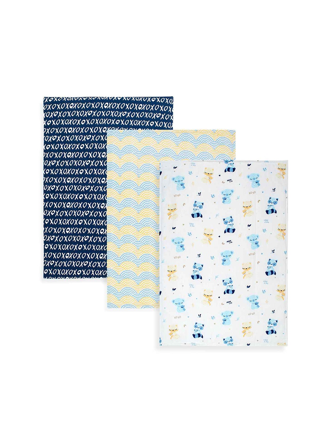 

TIDY SLEEP Pack Of 3 Printed Cotton Diaper Changing Mats, Multi