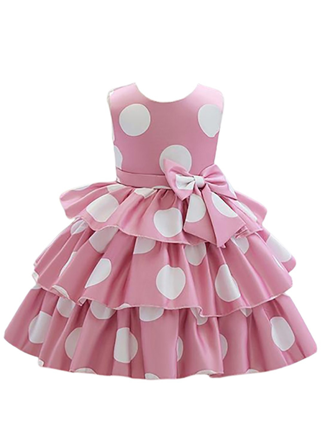 

BAESD Girls Geometric Printed Satin Fit & Flare Layered Party Dress, Pink