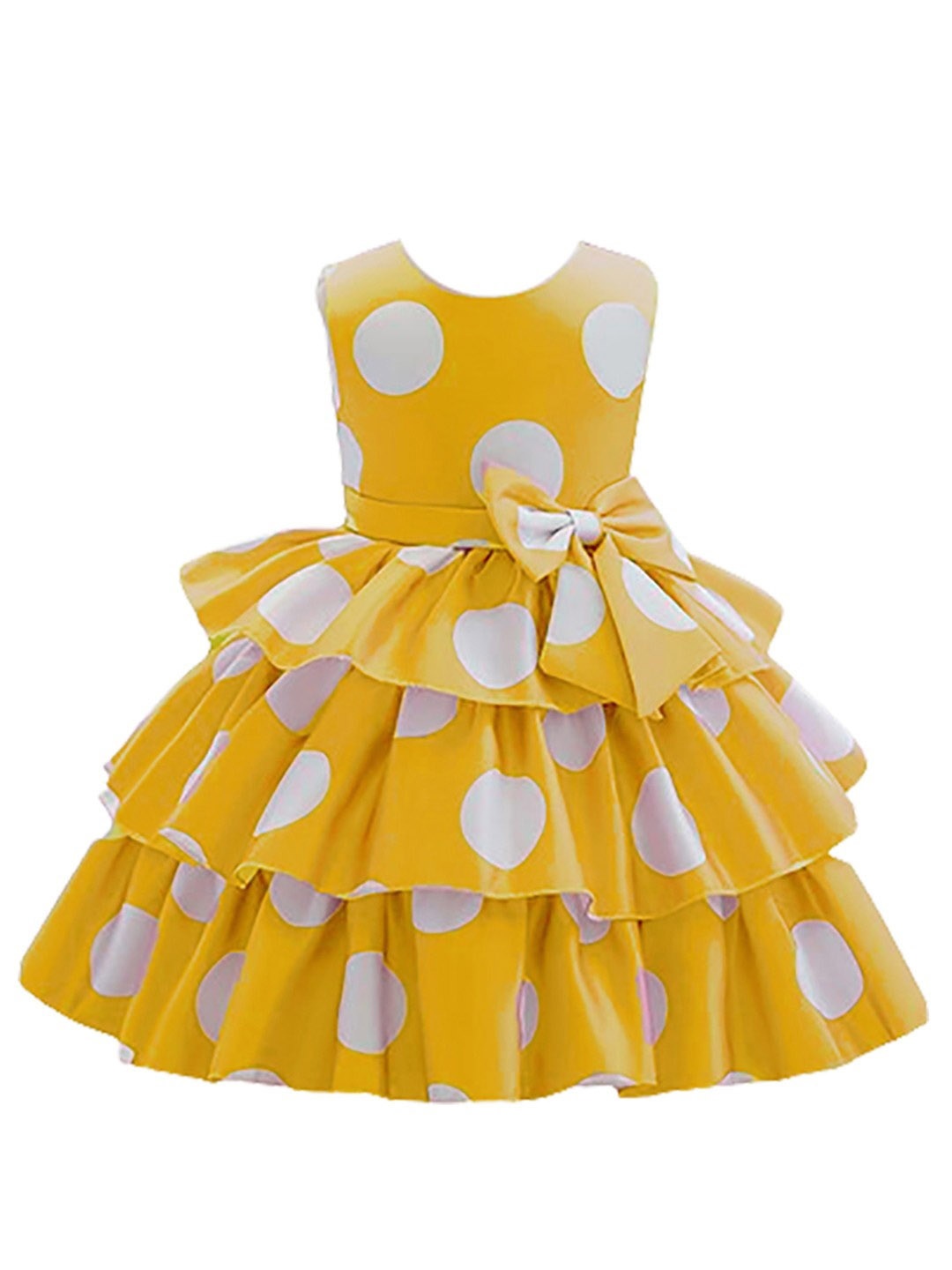 

BAESD Kids-Girls Geometric Print Satin Empire Party Dress, Yellow