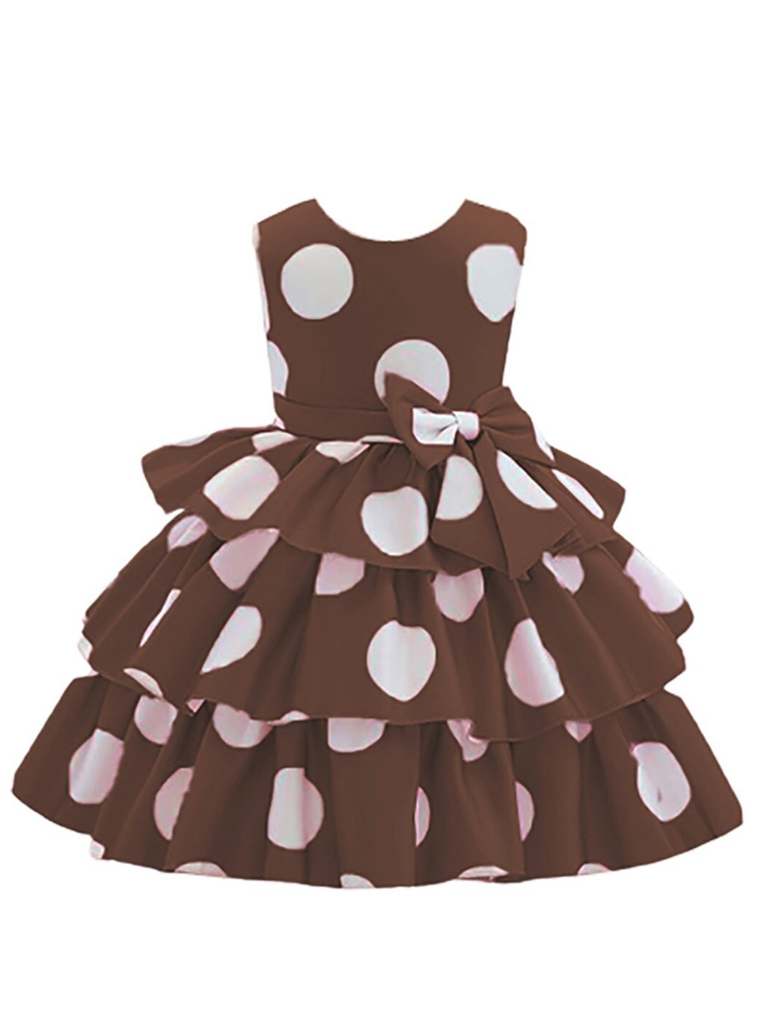 

BAESD Girls Polka Dot Printed Fit & Flare Dress, Brown