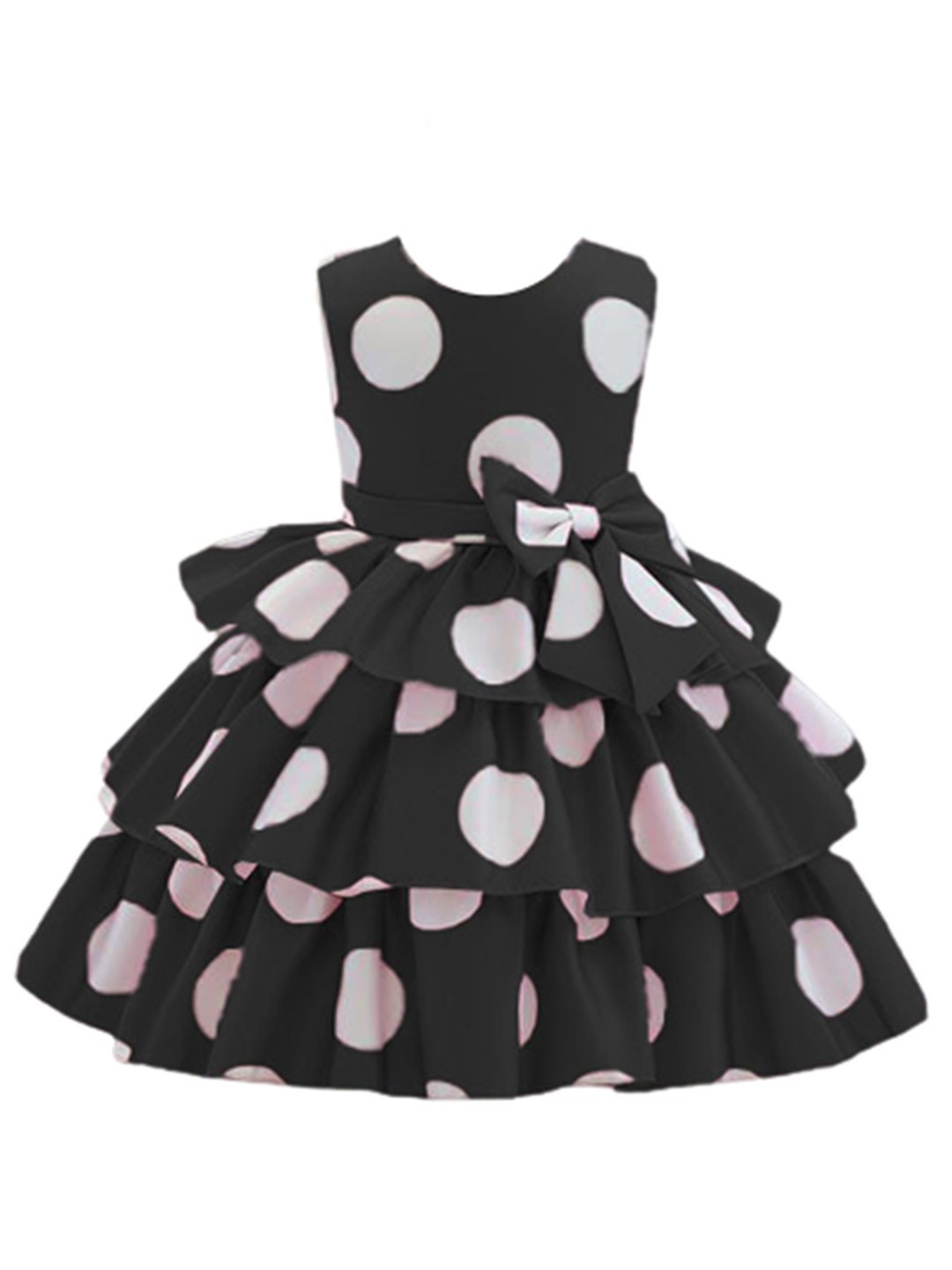 

BAESD Girls Geometric Printed Satin Fit & Flare Opaque Party Dress, Black