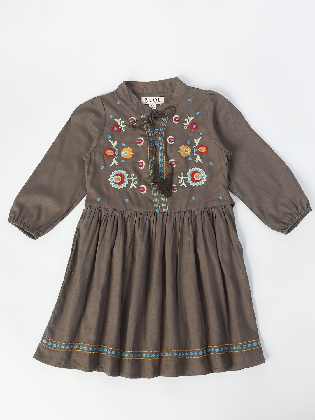 

Bella Moda Girls Floral Fit & Flare Cotton Opaque Casual Dress, Grey