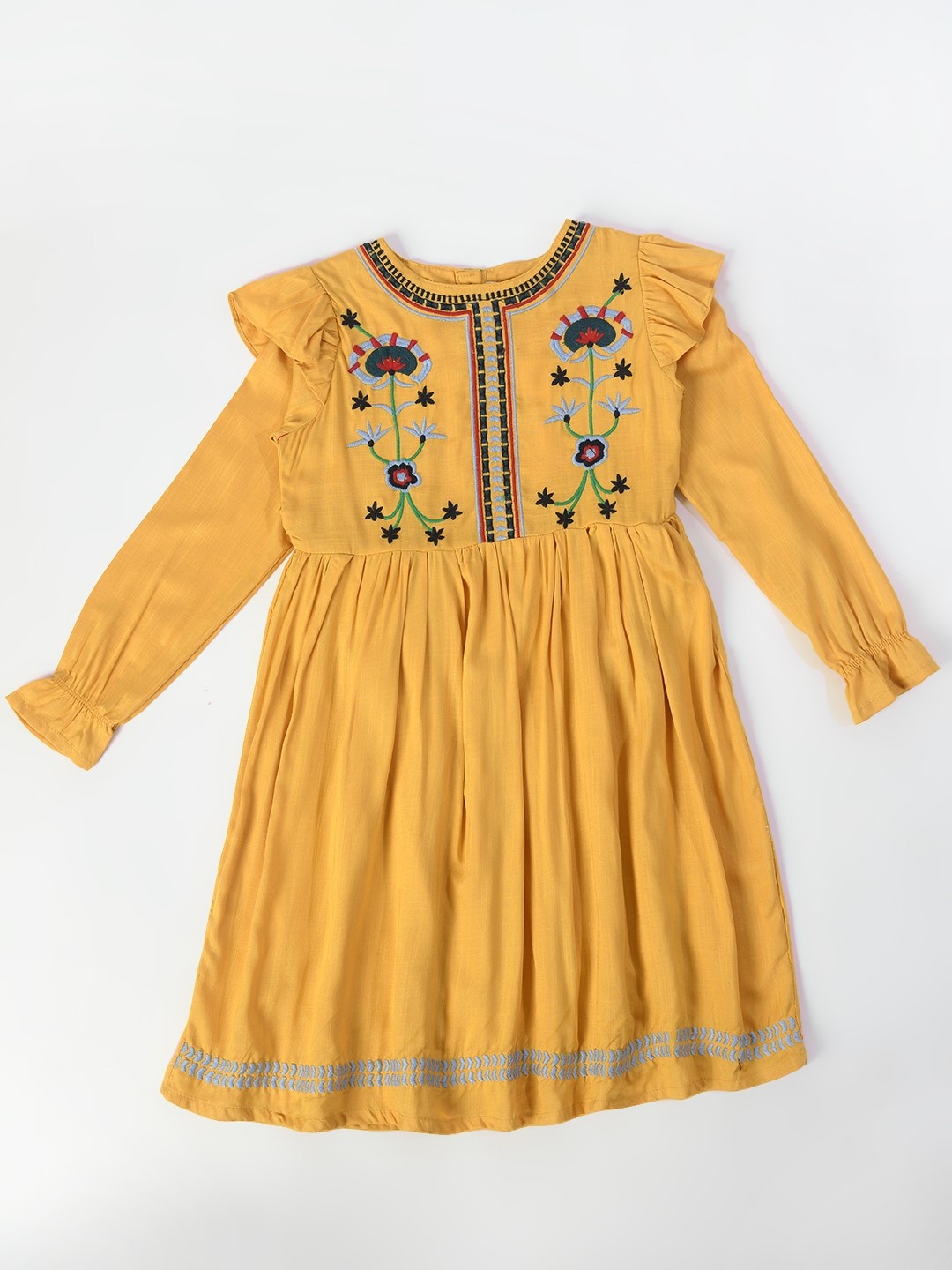 

Bella Moda Embroidered Cotton Flared Fit & Flare Dress, Yellow