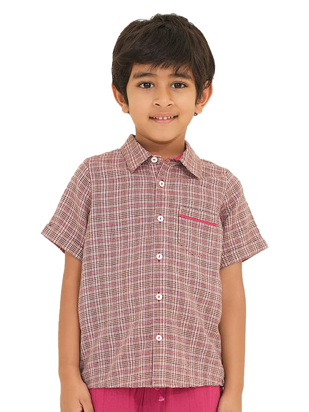 

The Tribe Kids Boys Checked Cotton Casual Shirt, Orange