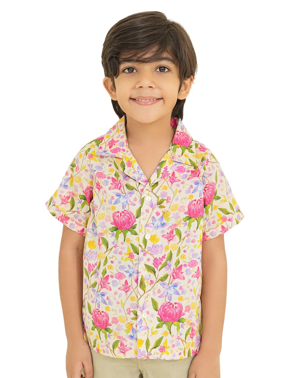 

The Tribe Kids Boys Floral Printed Cotton Casual Shirt, Pink