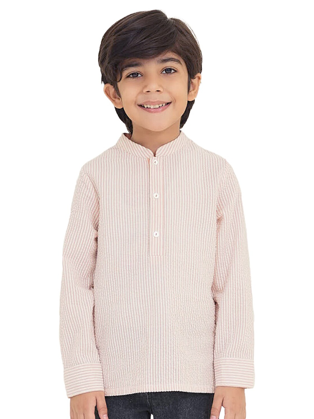 

The Tribe Kids Boys Striped Cotton Casual Shirt, Orange