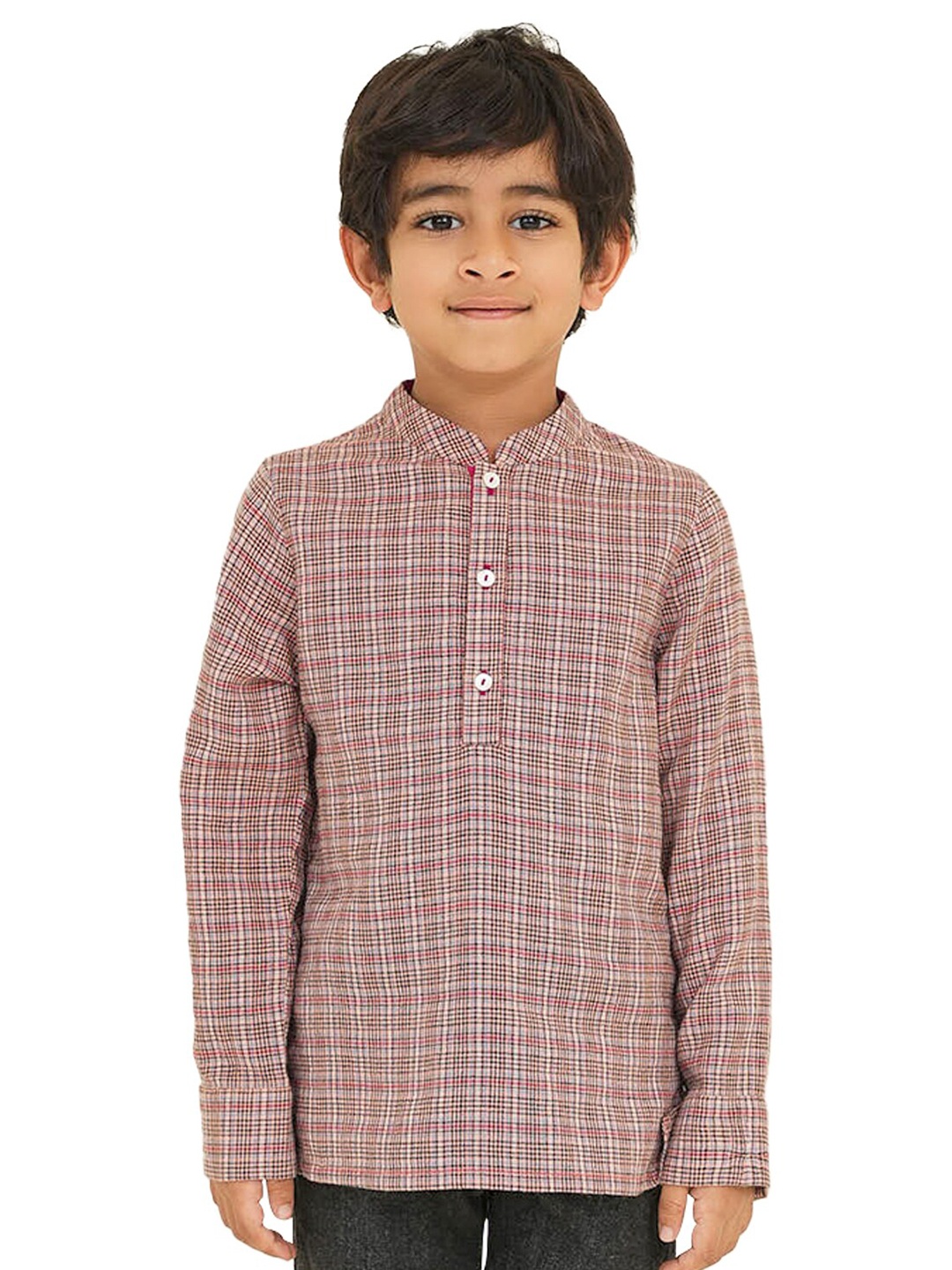 

The Tribe Kids Boys Checked Cotton Opaque Casual Shirt, Peach