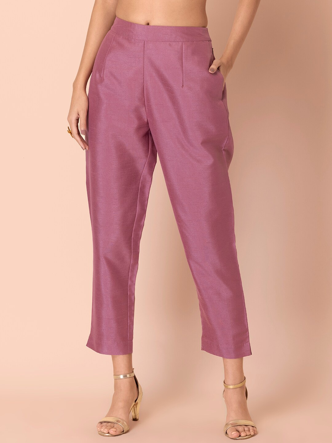 

INDYA Straight-Fit Cigarette Trousers, Pink
