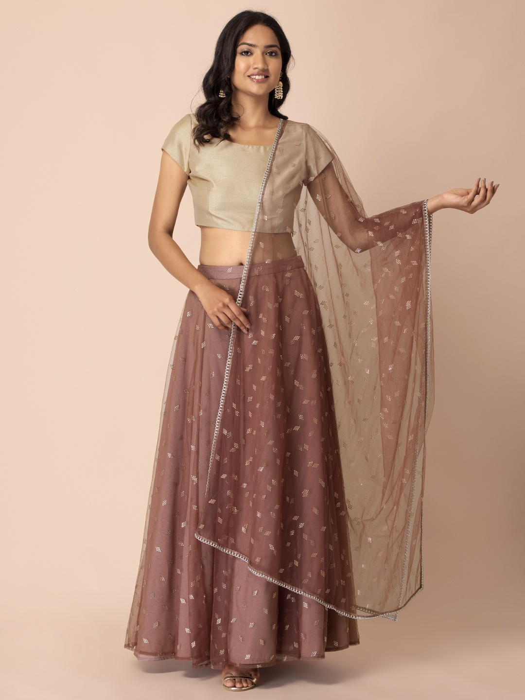 

INDYA Ethnic Motifs Printed Dupatta, Pink