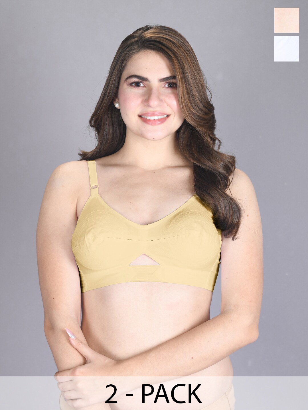 

LUX VENUS Pack of 2 Full Coverage Cotton T-shirt Bra With All Day Comfort, Beige