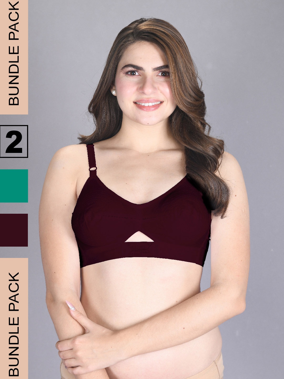 

LUX VENUS Pack of 2 Board Bottom Bra with Adjustable Strap, Green