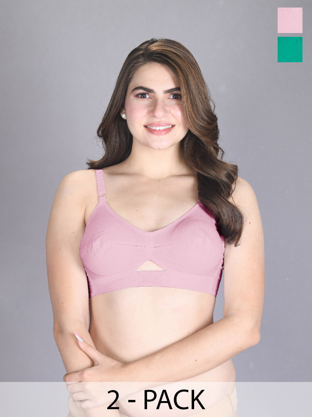 

LUX VENUS Pack Of 2 Full Coverage Everyday Cotton Bras With All Day Comfort, Pink