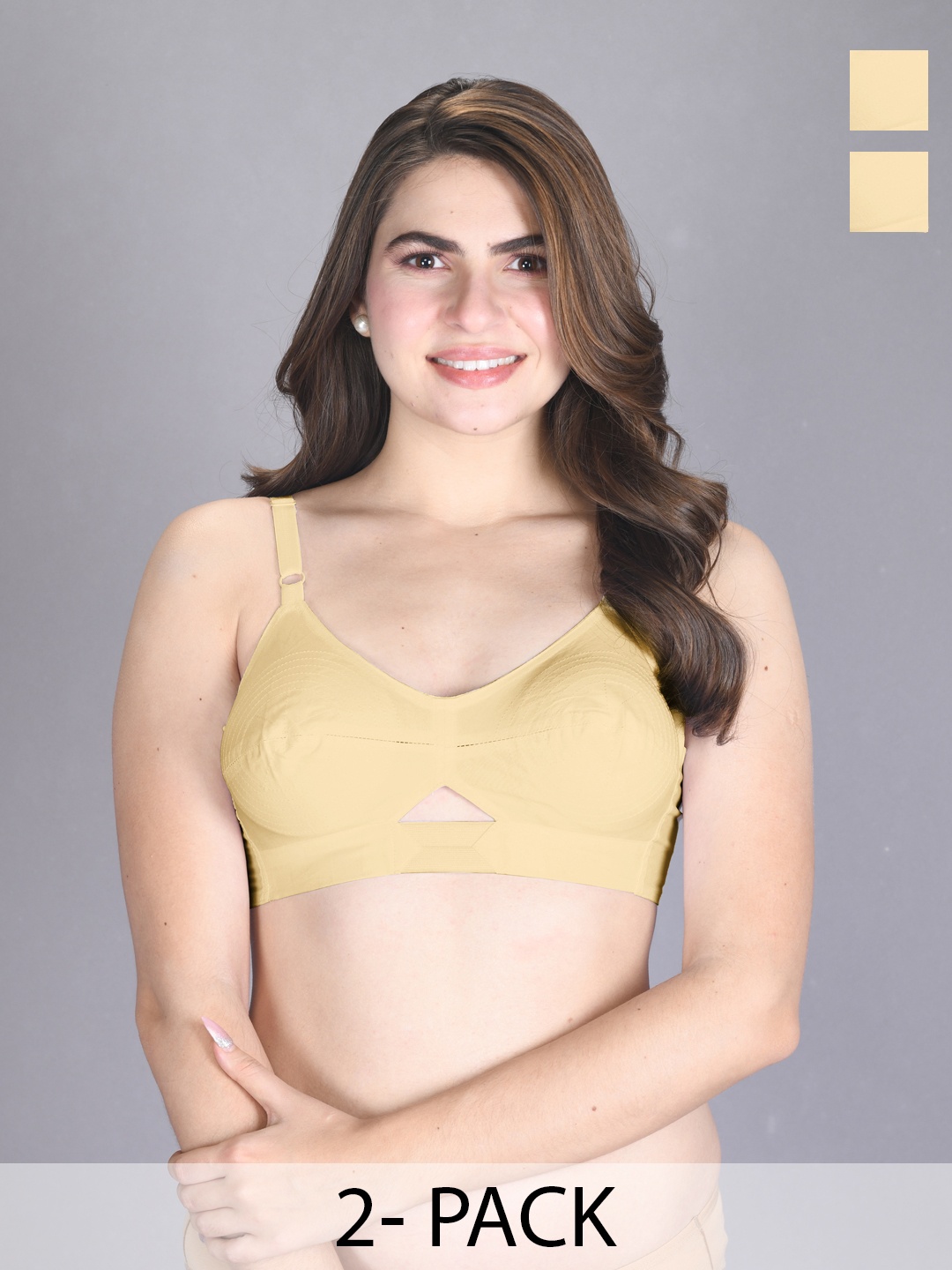 

LUX VENUS Pack Of 2 Full Coverage Cotton Everyday Bra- All Day Comfort, Beige
