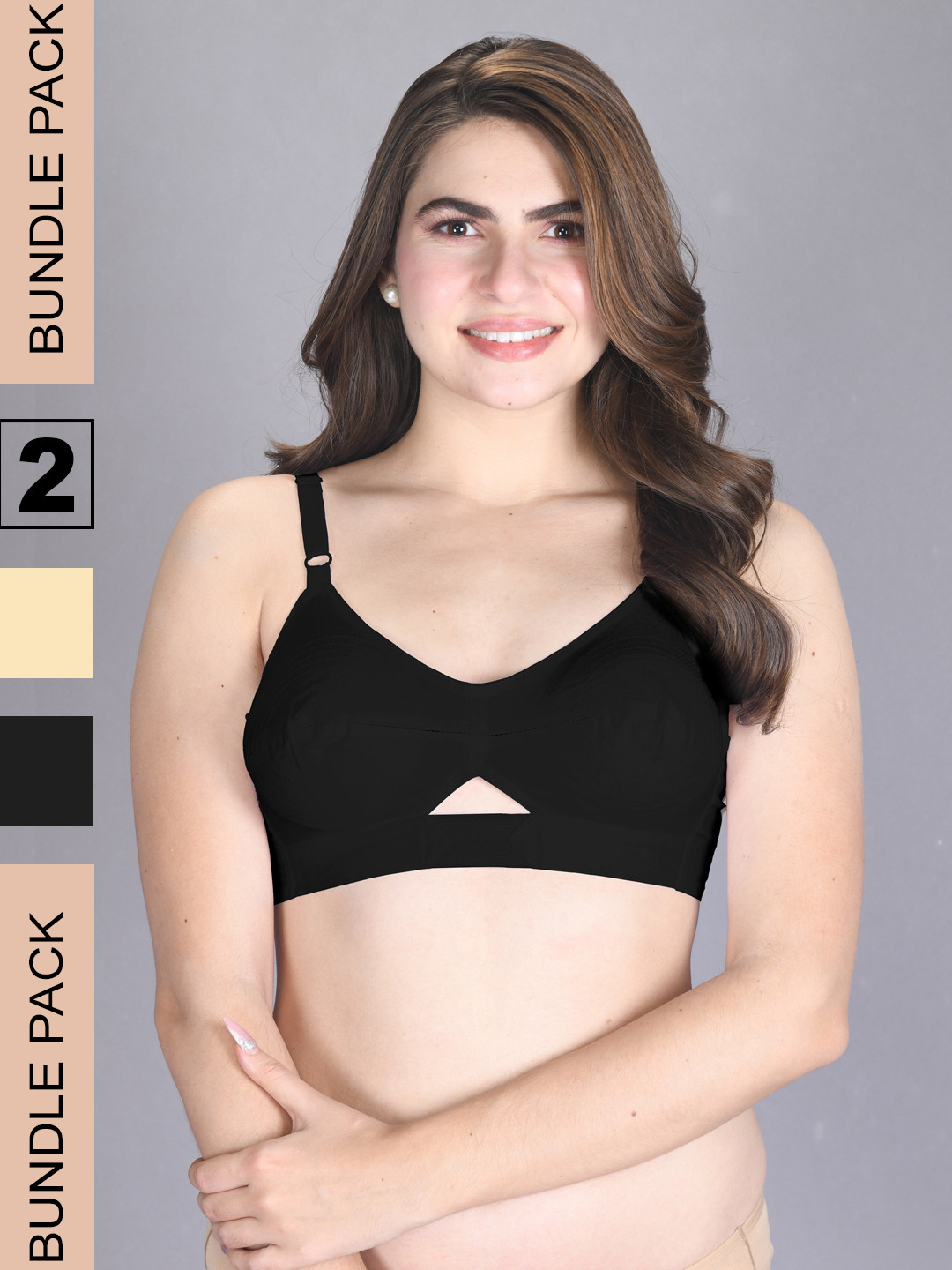 

LUX VENUS Pack Of 2 Full Coverage Cotton Everyday Bra- All Day Comfort, Black