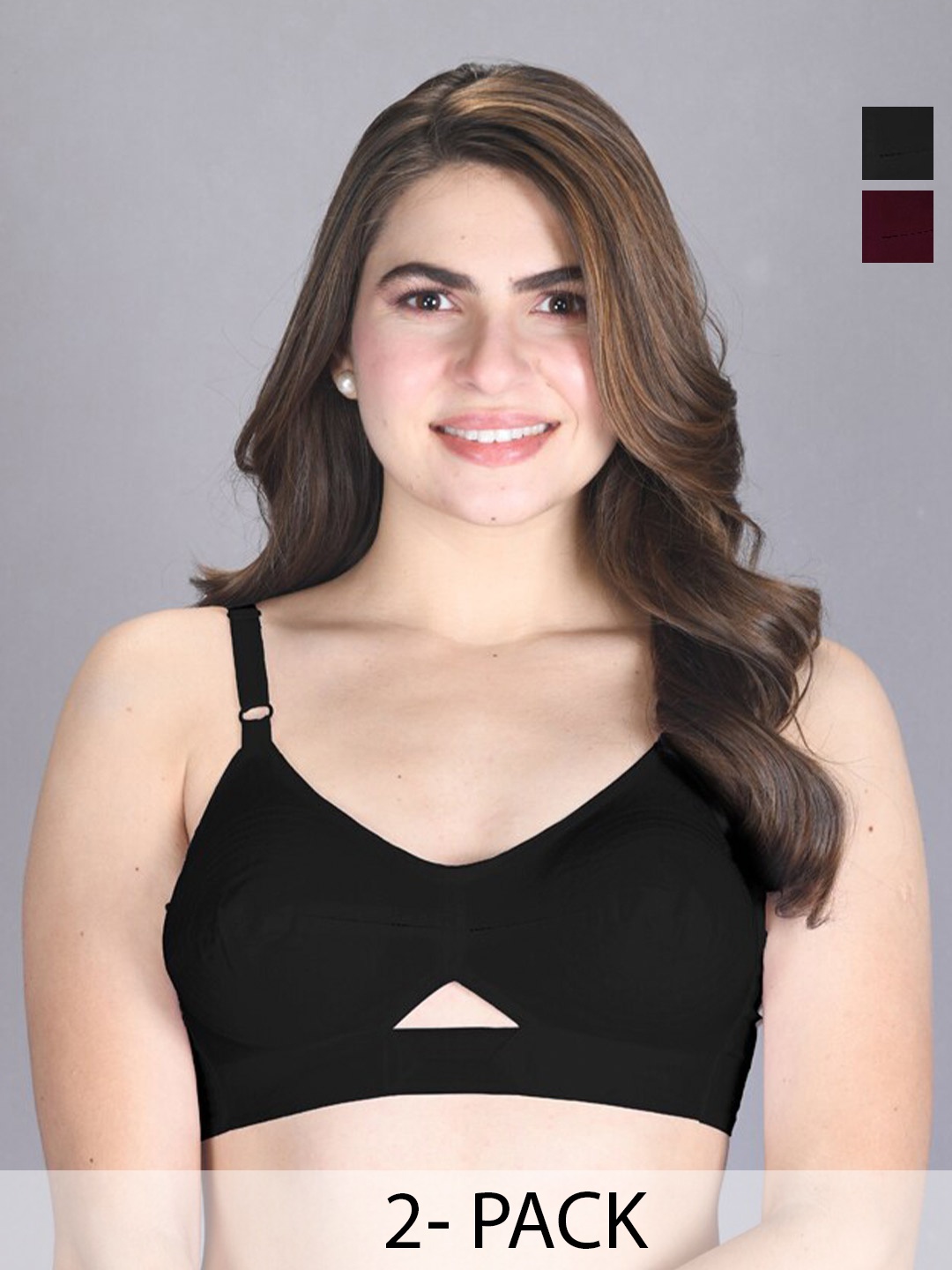 

LUX VENUS Pack of 2 Everyday Cotton Bra - Full Coverage, Black