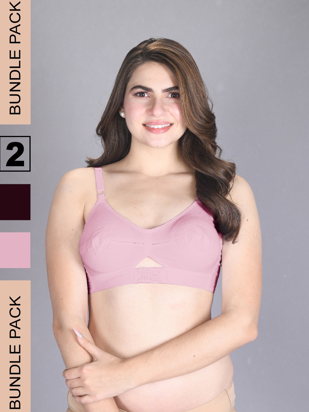 

LUX VENUS Pack Of 2 Non Padded Full Coverage Cotton Everyday Bras With All Day Comfort, Pink