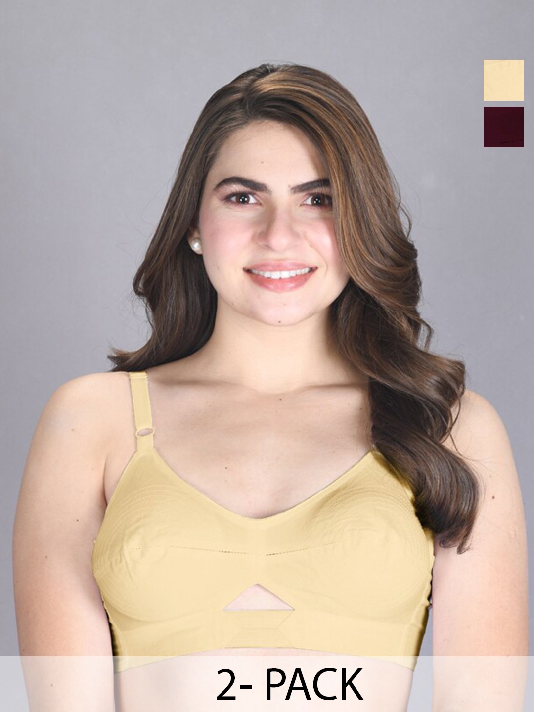 

LUX VENUSPack of 2 Board Bottom Bra with Adjustable Strap, Maroon