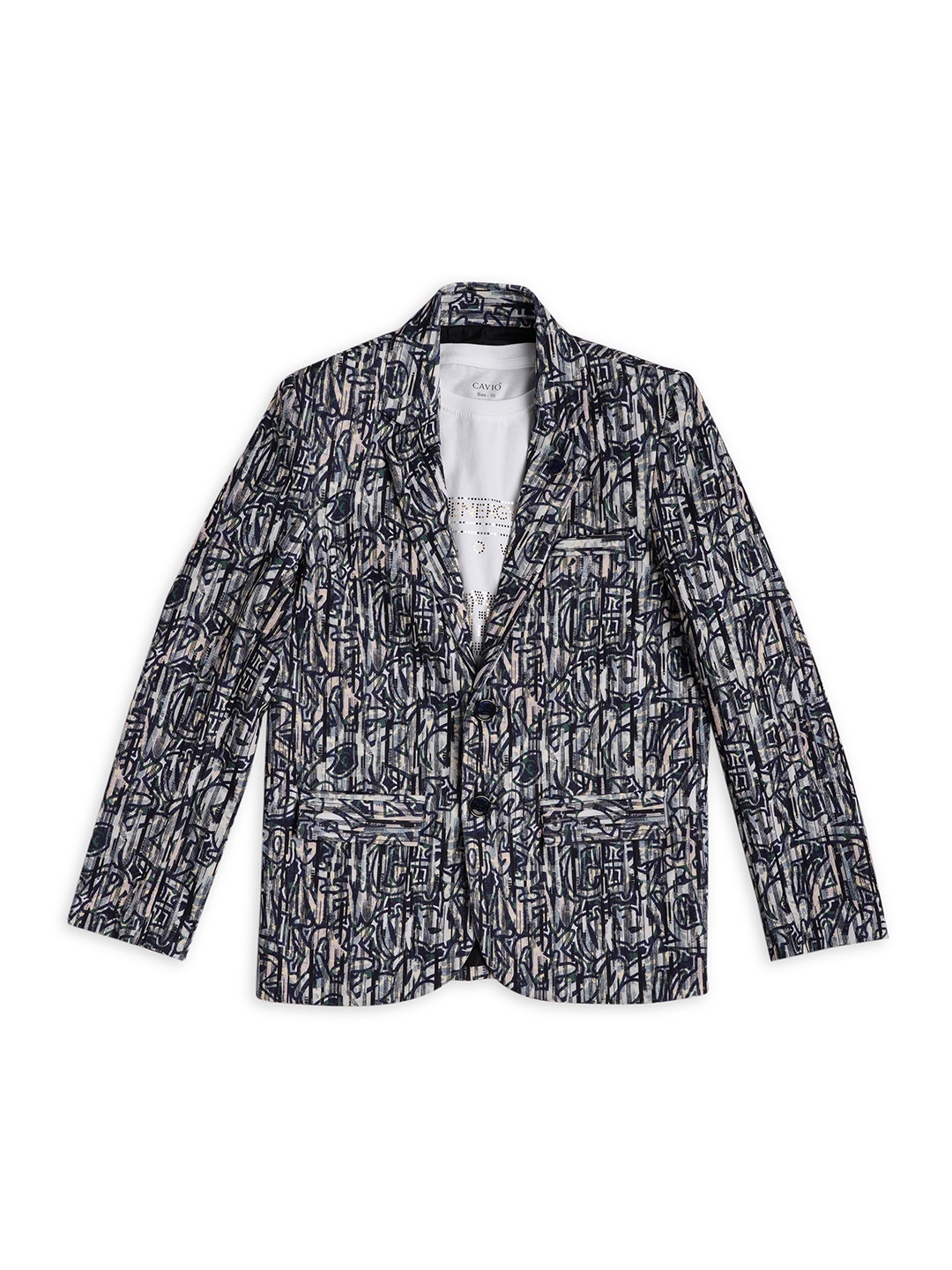 

CAVIO Boys Geometric Pure Cotton Cambric Blazer With T-shirt, Yellow