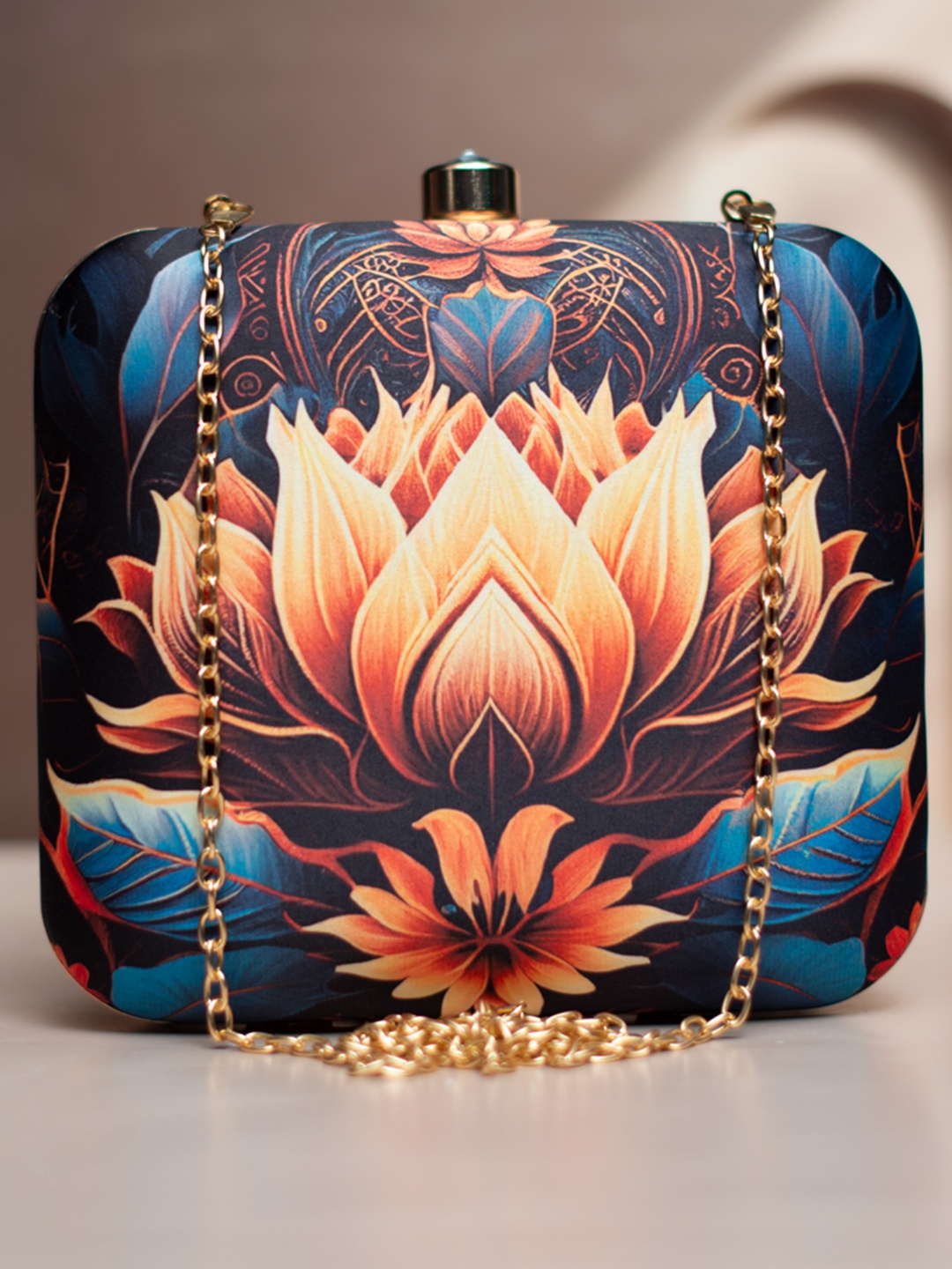 

ARTKLIM Printed Box Clutch, Blue